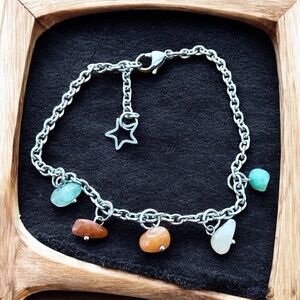 🆕 Gemstones and Stars Anklet Stainless Steel